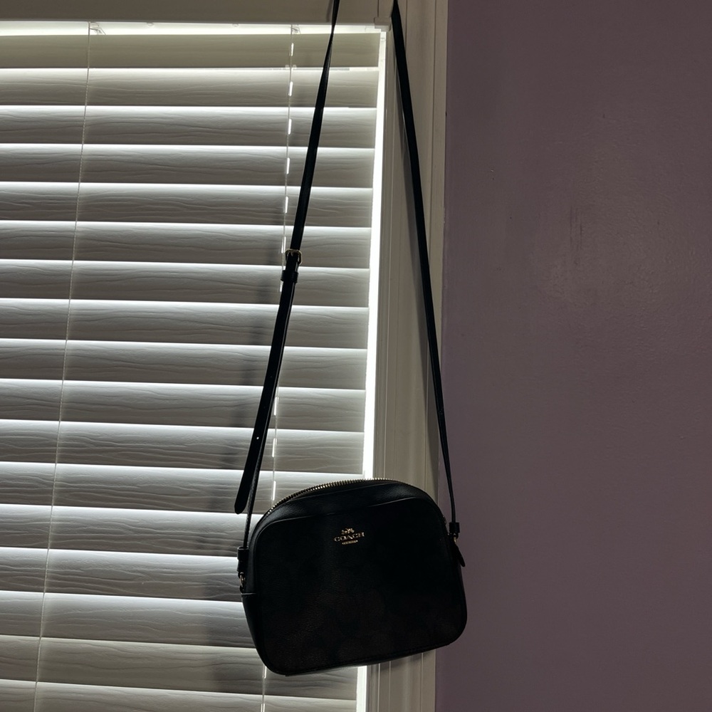 Coach Black Signature Small Crossbody Saddle Bag